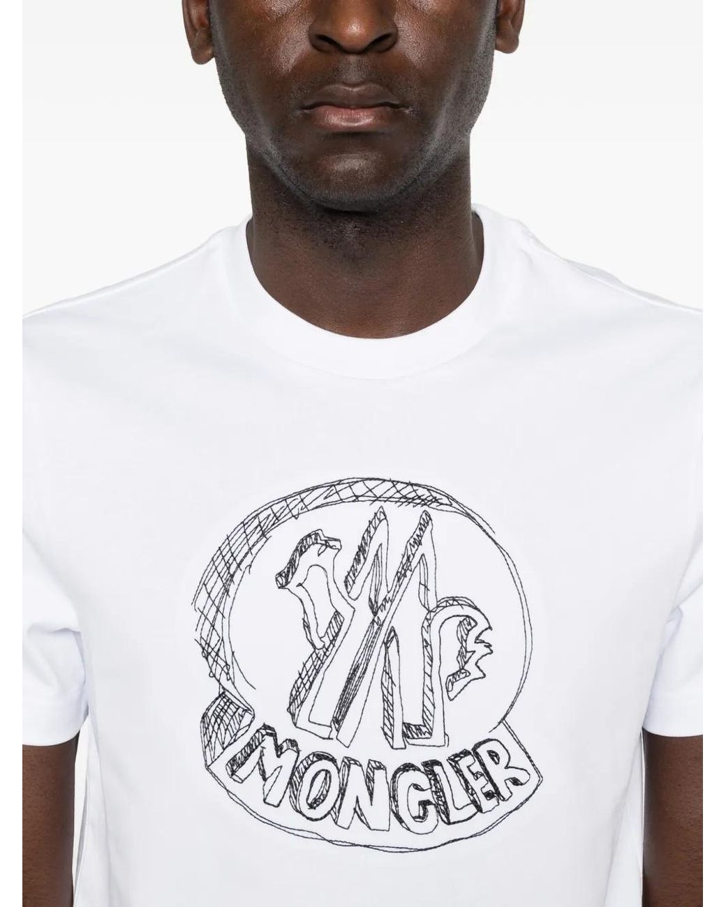 Moncler White Logo-Print T-Shirt for men