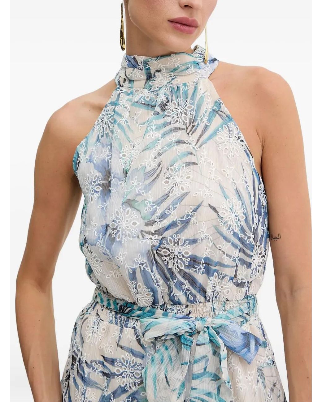 Guess Blue Floral-Print Mini Dress