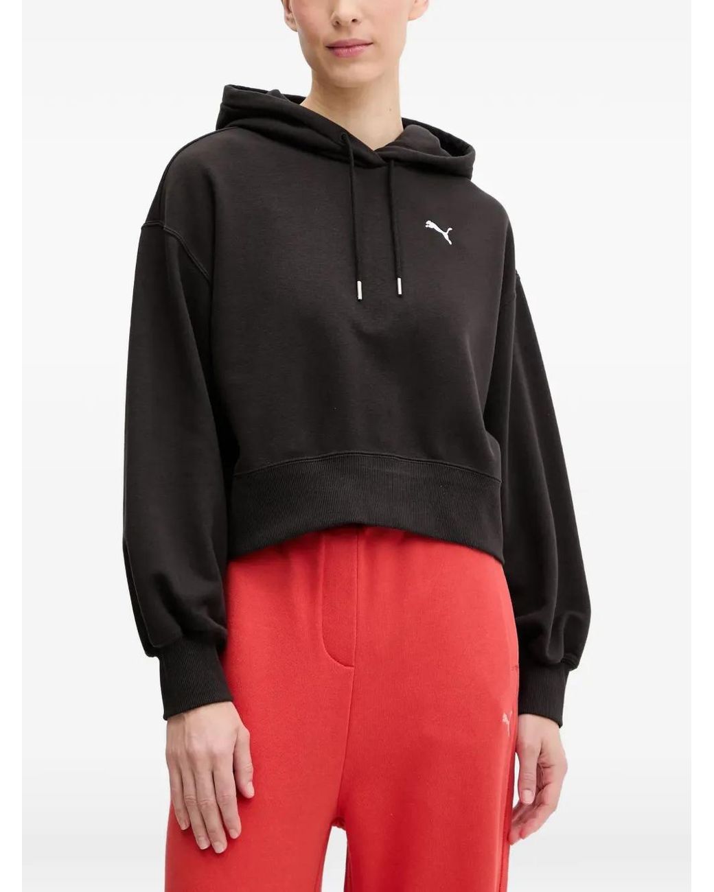PUMA Red Hoodie Crop À Logo Brodé