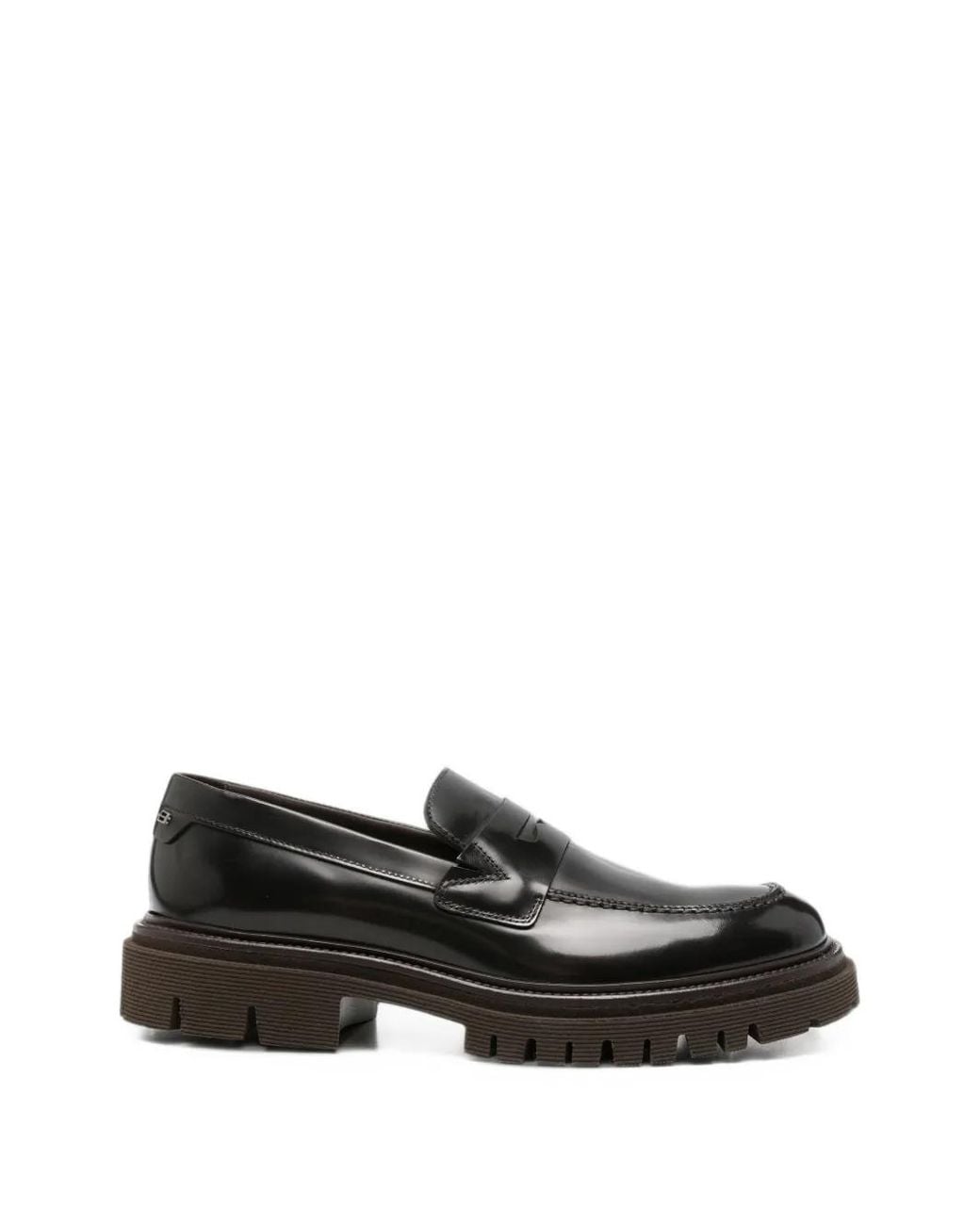 Baldinini Black Patent-Leather Lug-Sole Loafers for men
