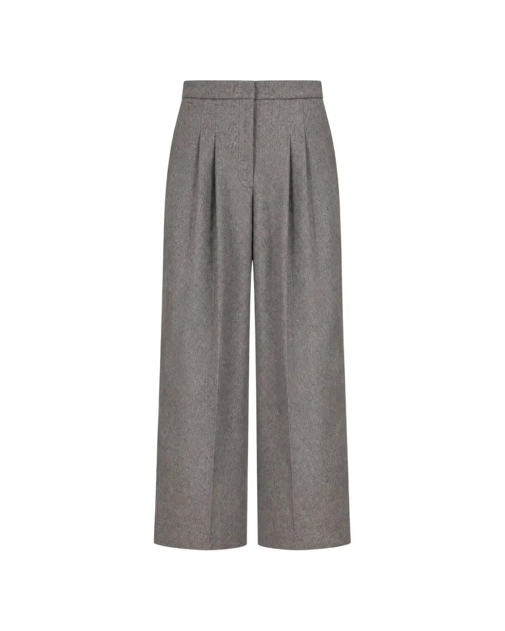 PT Torino Gray Pleated Wide-Leg Trousers