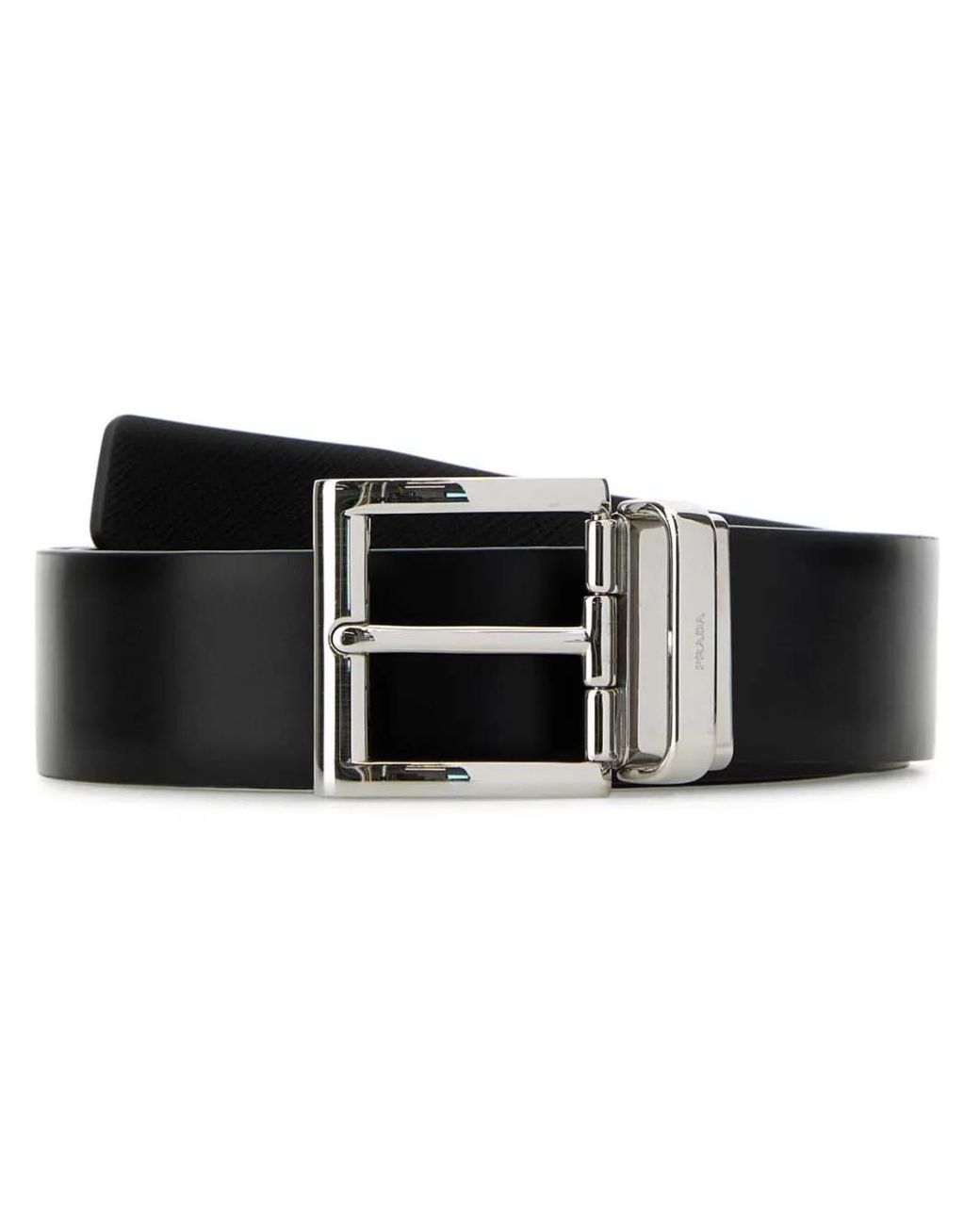 Prada Black Square Buckle Belt for men