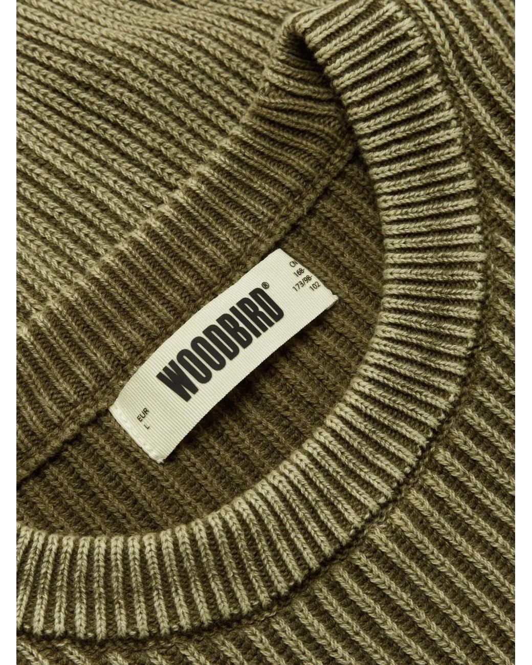 Woodbird Wbsake Washed Crew-Neck Sweater in Green for Men | Lyst