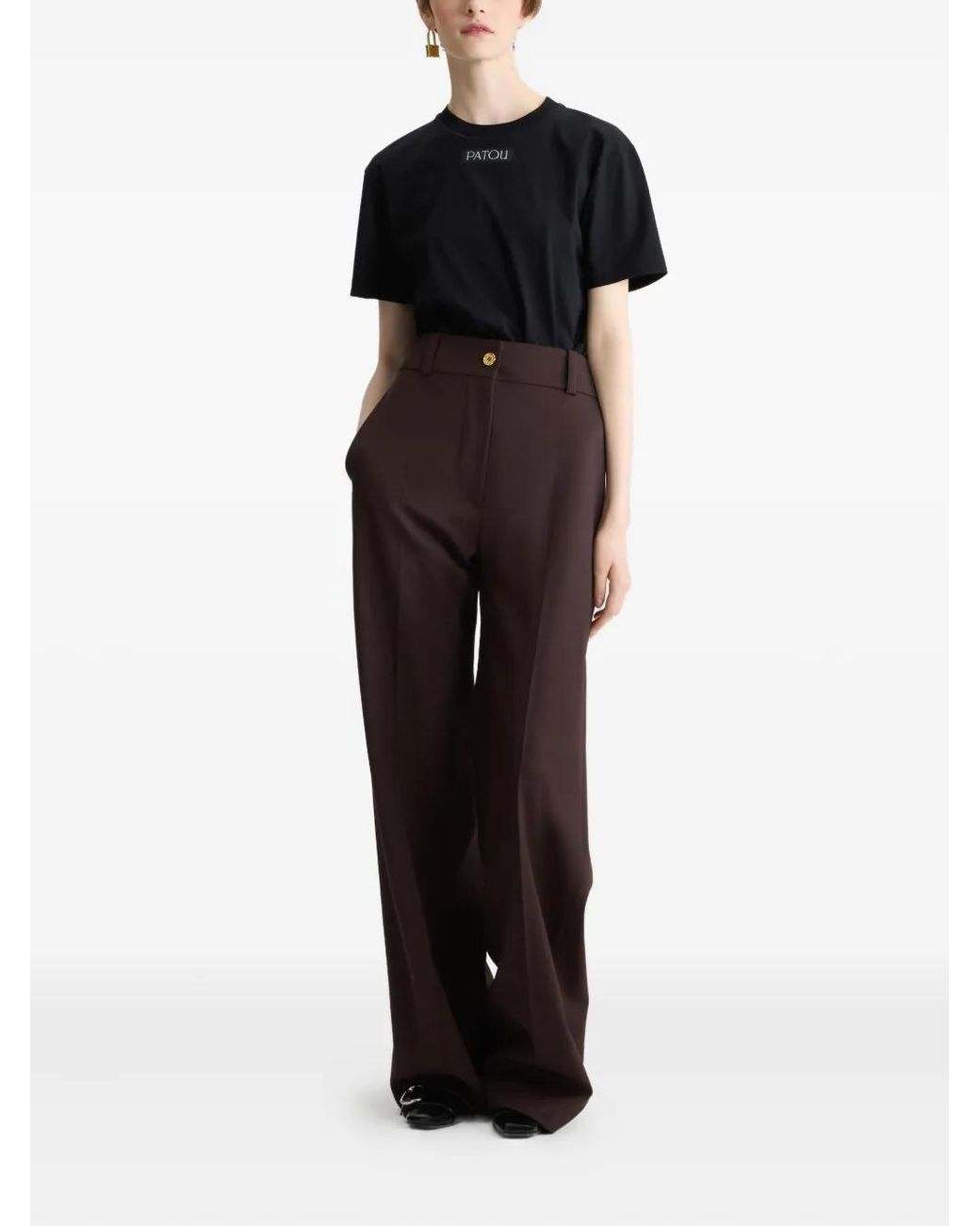 Patou Brown Tailored-Button Trousers