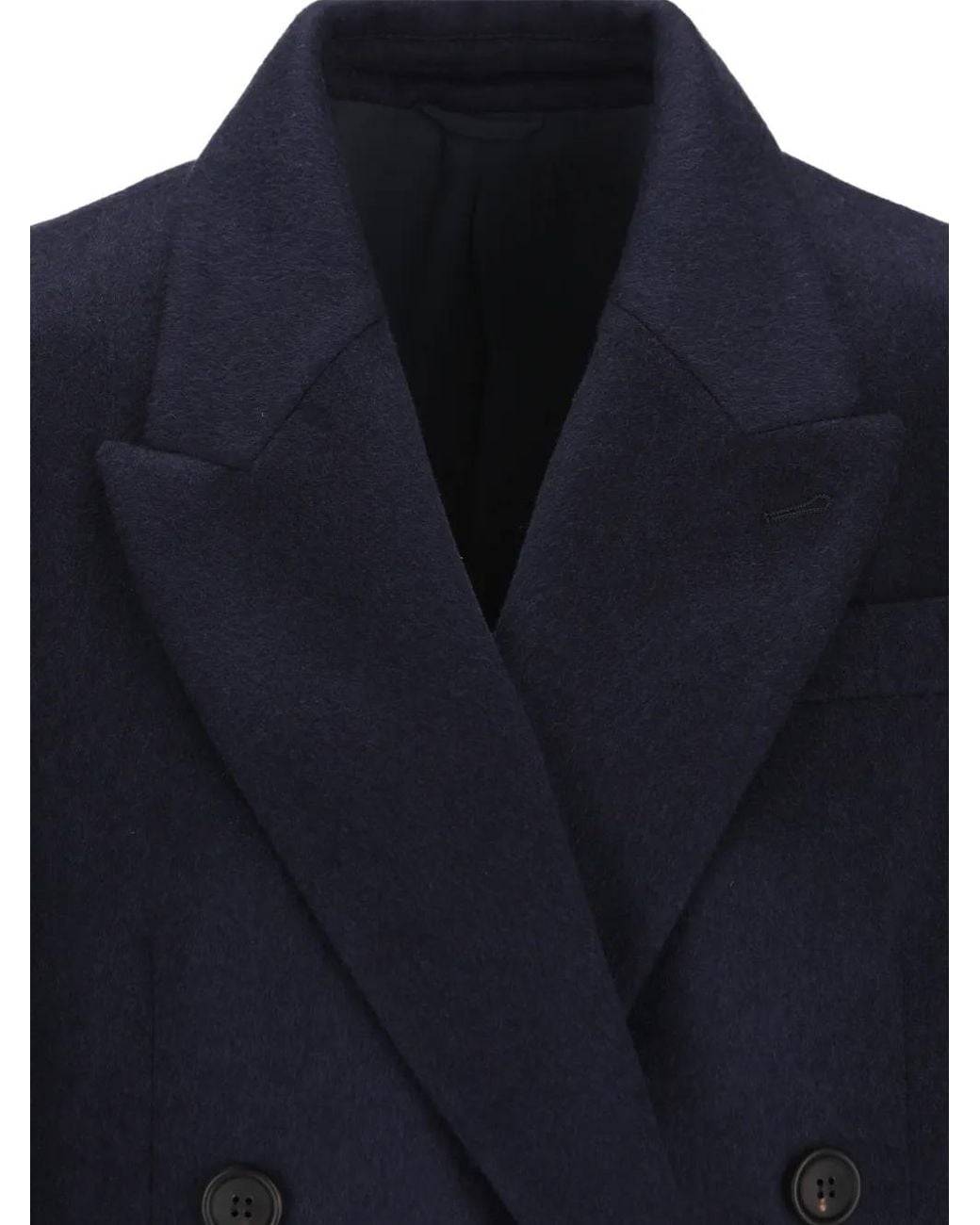 Brunello Cucinelli Blue Double-Breasted Peak-Lapels Blazer