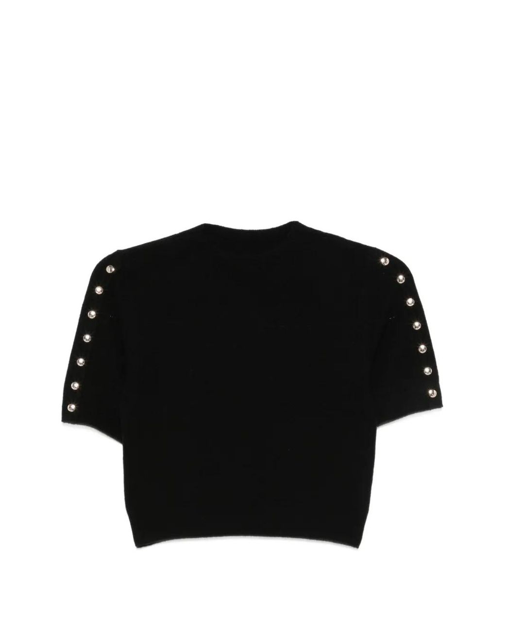 Sandro Black Button-Embellished Crop Top