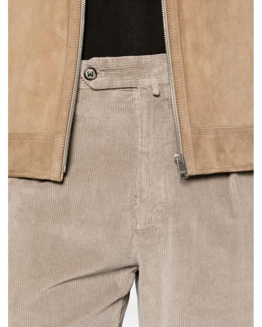 Berwich Gray Pleated Corduroy Trousers for men