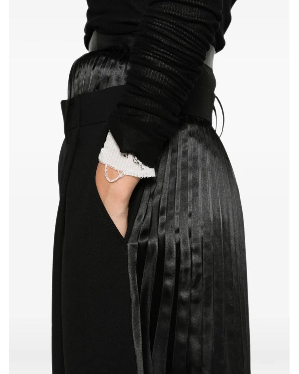 Junya Watanabe Black Pleated Layered Trousers