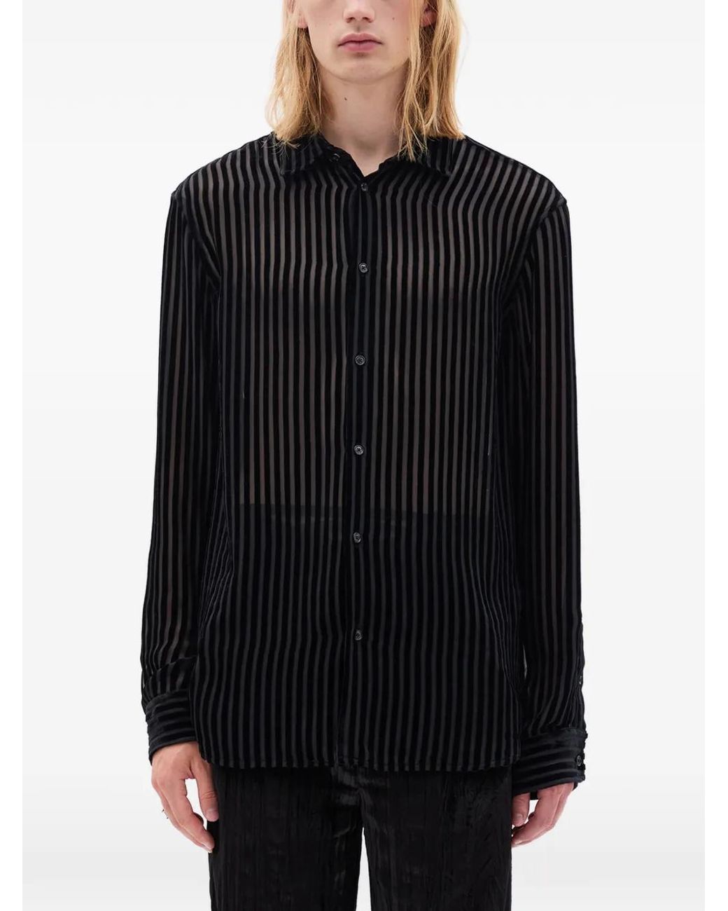 Ann Demeulemeester Black Striped Shirt for men