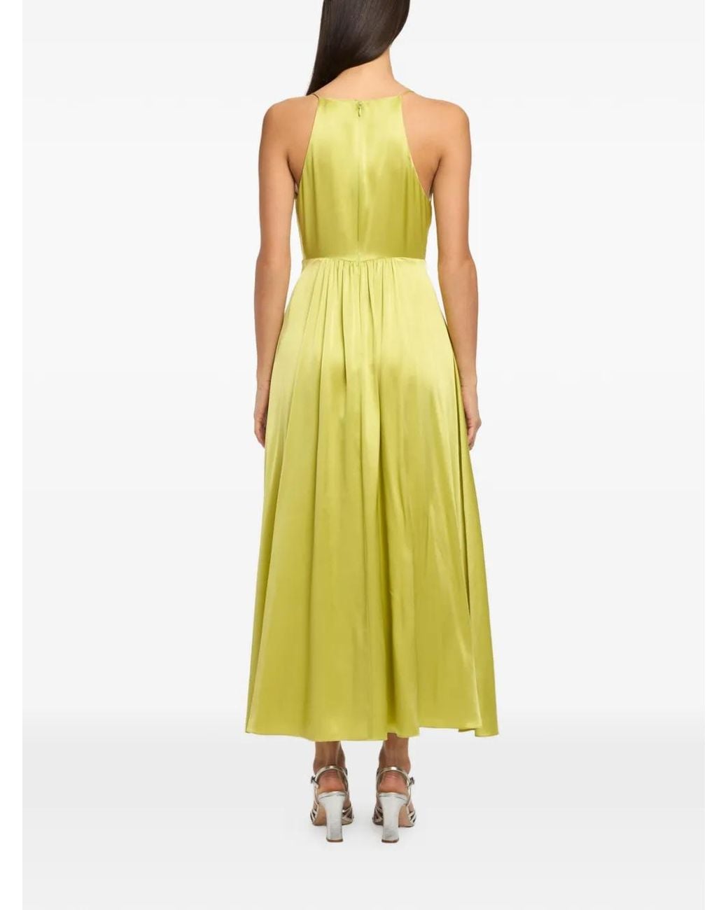 Cinq À Sept Yellow V-Neck Pleated Dress