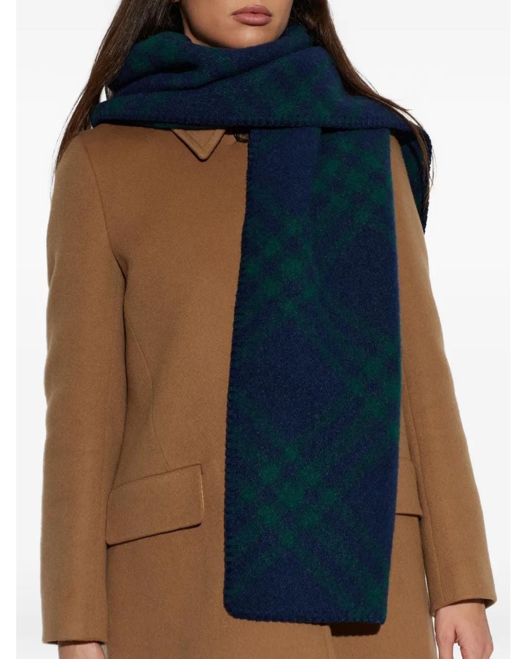 Burberry Blue Tartan Wool Scarf