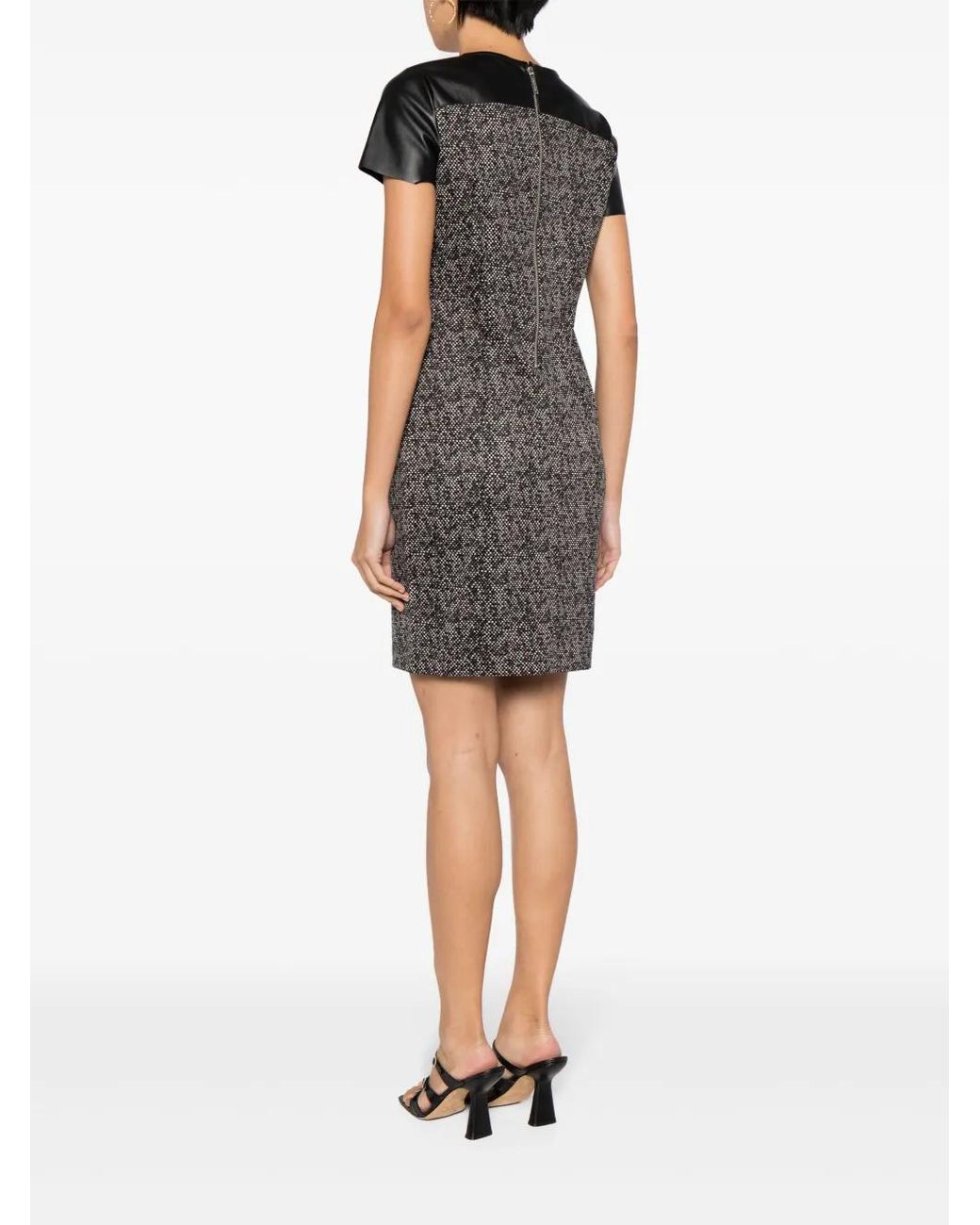 Michael Kors Black Panelled Faux-Leather Minidress