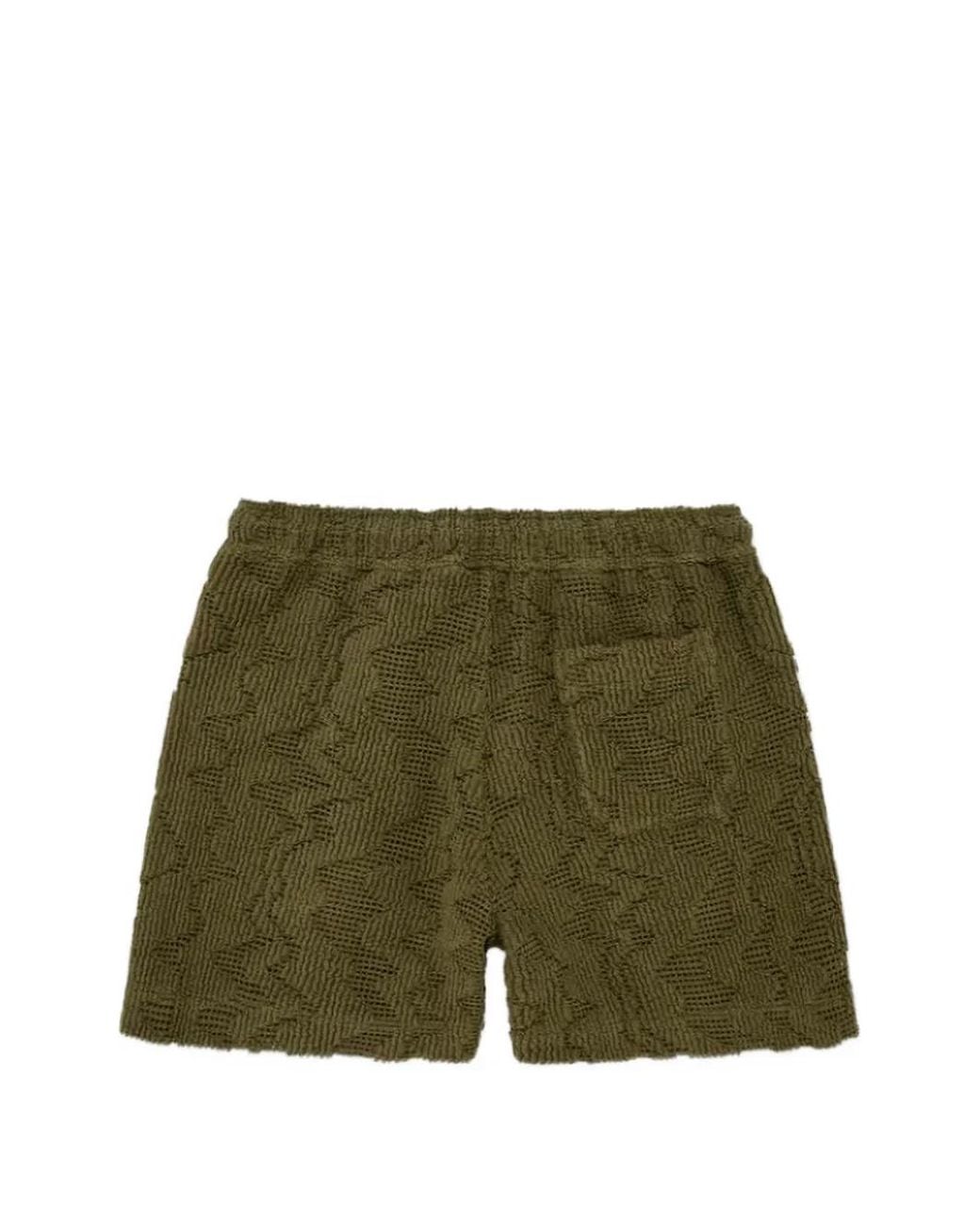 Oas Green Jacquard-Knit Drawstring Shorts for men