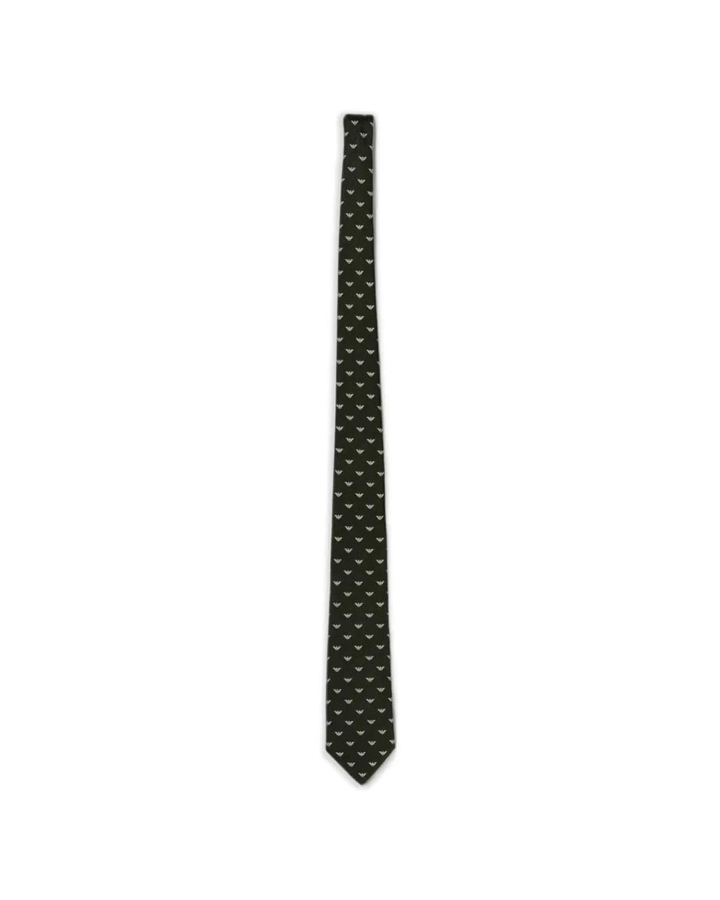 Emporio Armani White Monogram Silk Tie for men