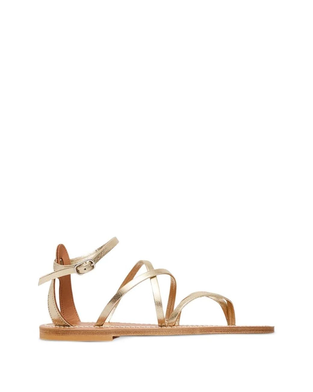 K. Jacques Natural Epicure Multi-Strap Leather Flat Sandals