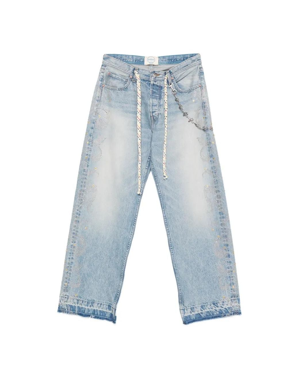 ERCOLE STUDIO Blue Embellished-Detail Frayed Jeans for men