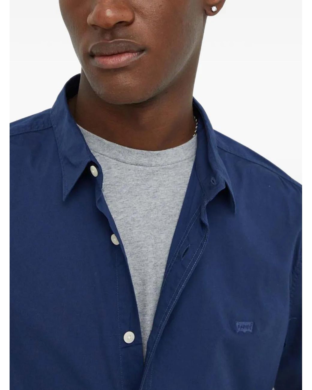 Levi's Blue Battery Housemark Long-Sleeve Button Shirt for men