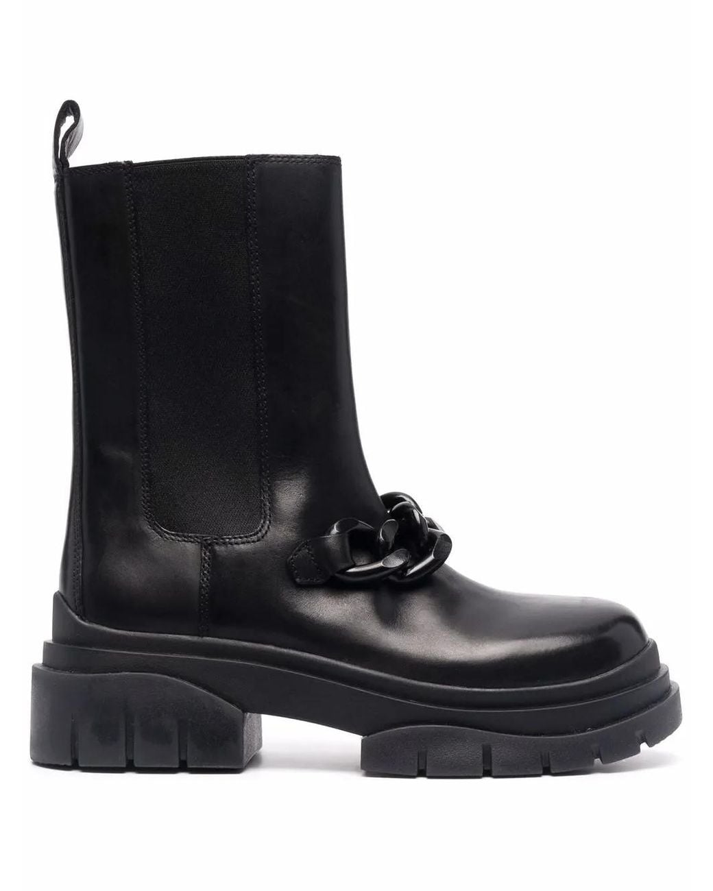 Ash Black Storm Chain Leather Boots