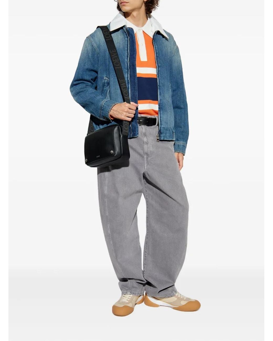 Loewe Blue Contrast-Collar Denim Jacket for men