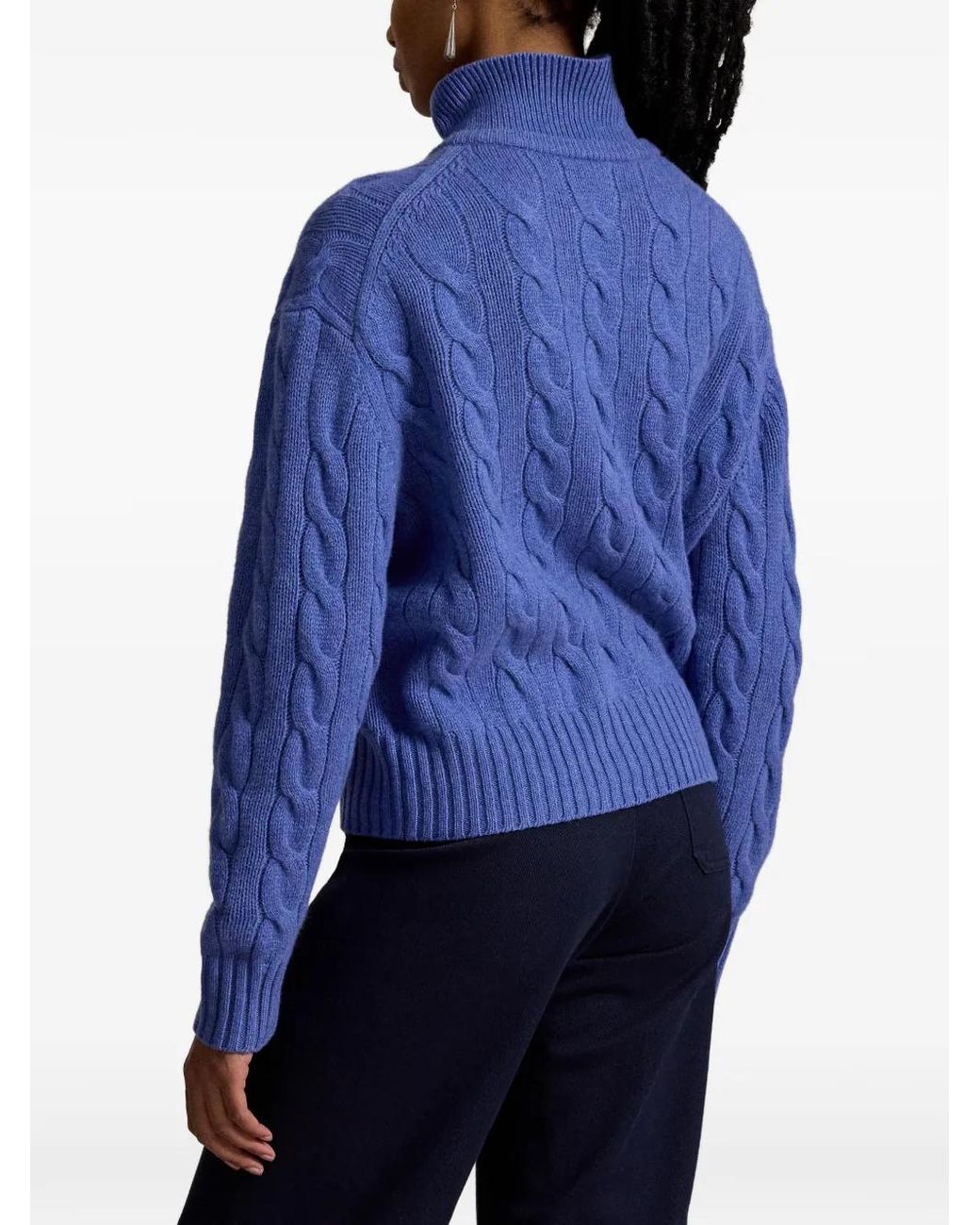 Polo Ralph Lauren Blue Cable-Knit Polo Sweater