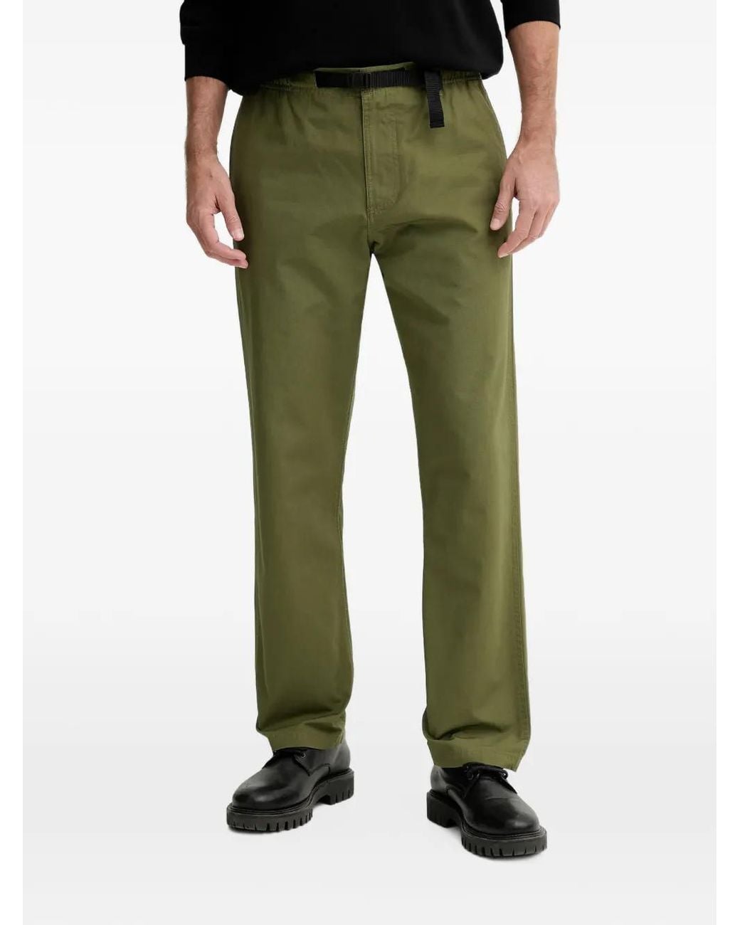 Benetton Green Elasticated Straight-Leg Trousers for men