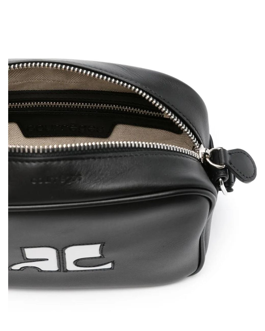 Courreges Black Reedition Leather Camera Bag for men