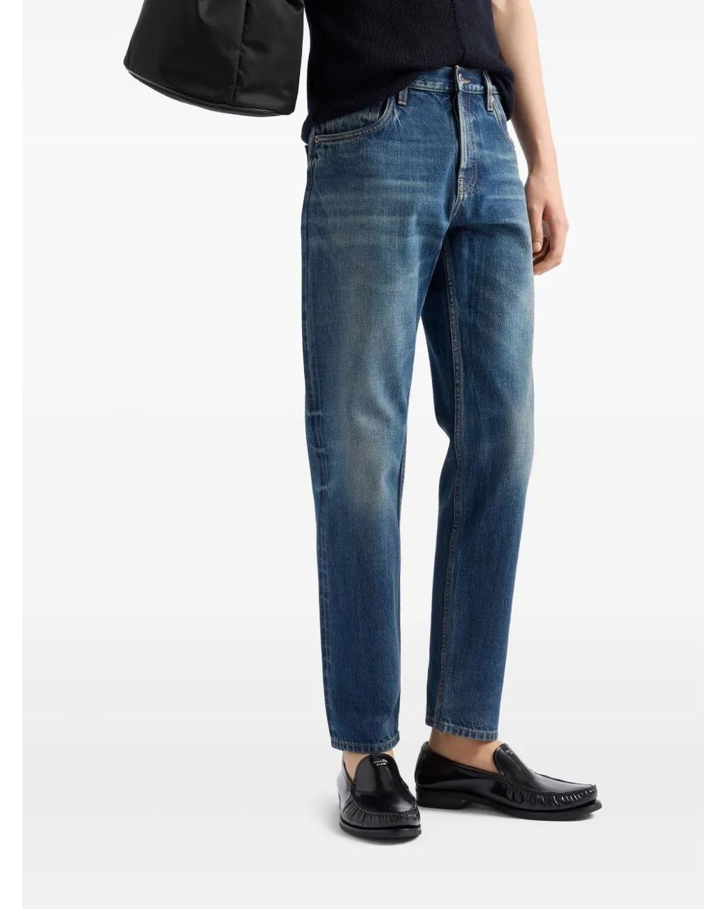 Prada Blue Selvedge Straight-Leg Jeans for men
