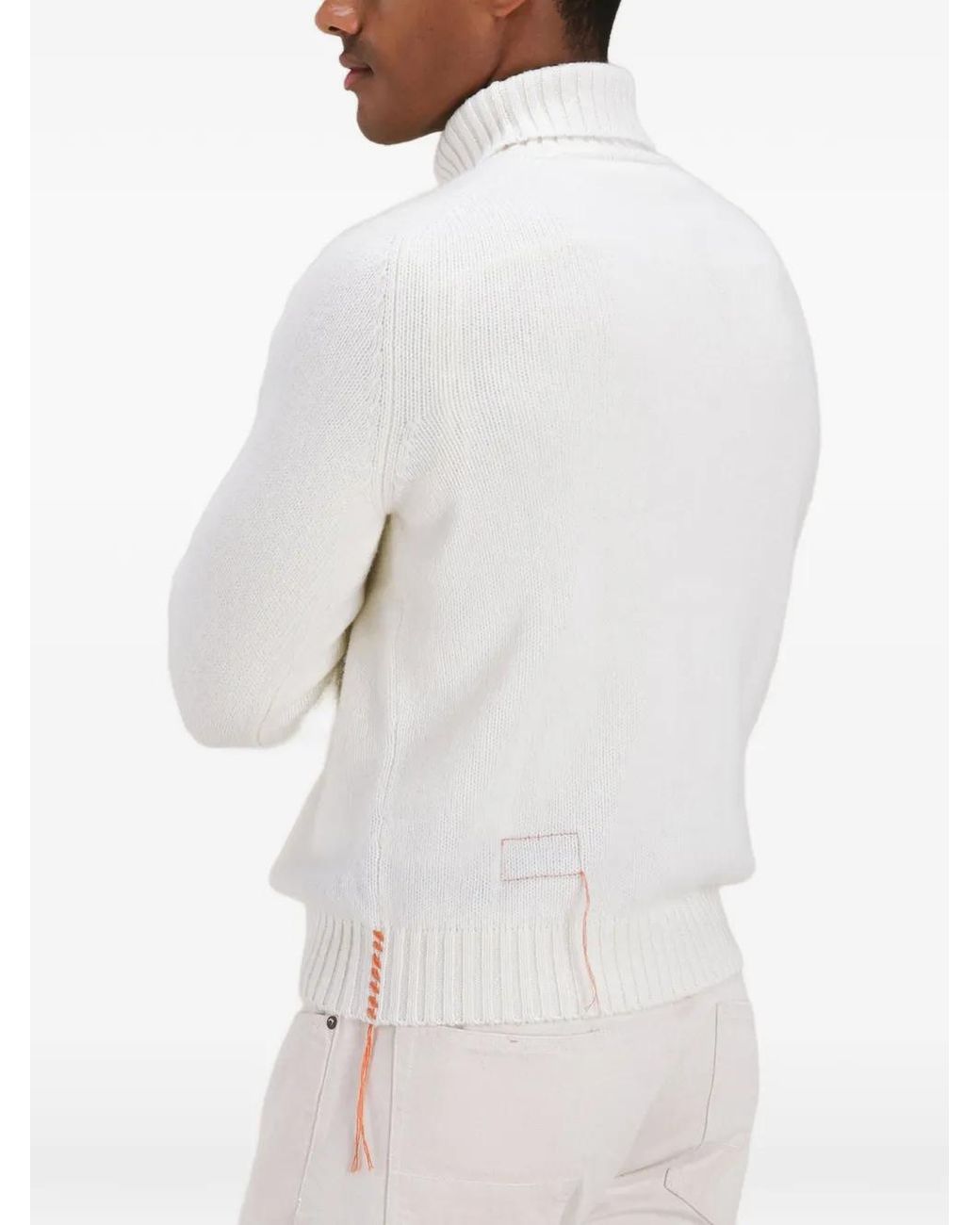 Fortela White Mallory Pocket Ribbed Turtleneck Sweater for men