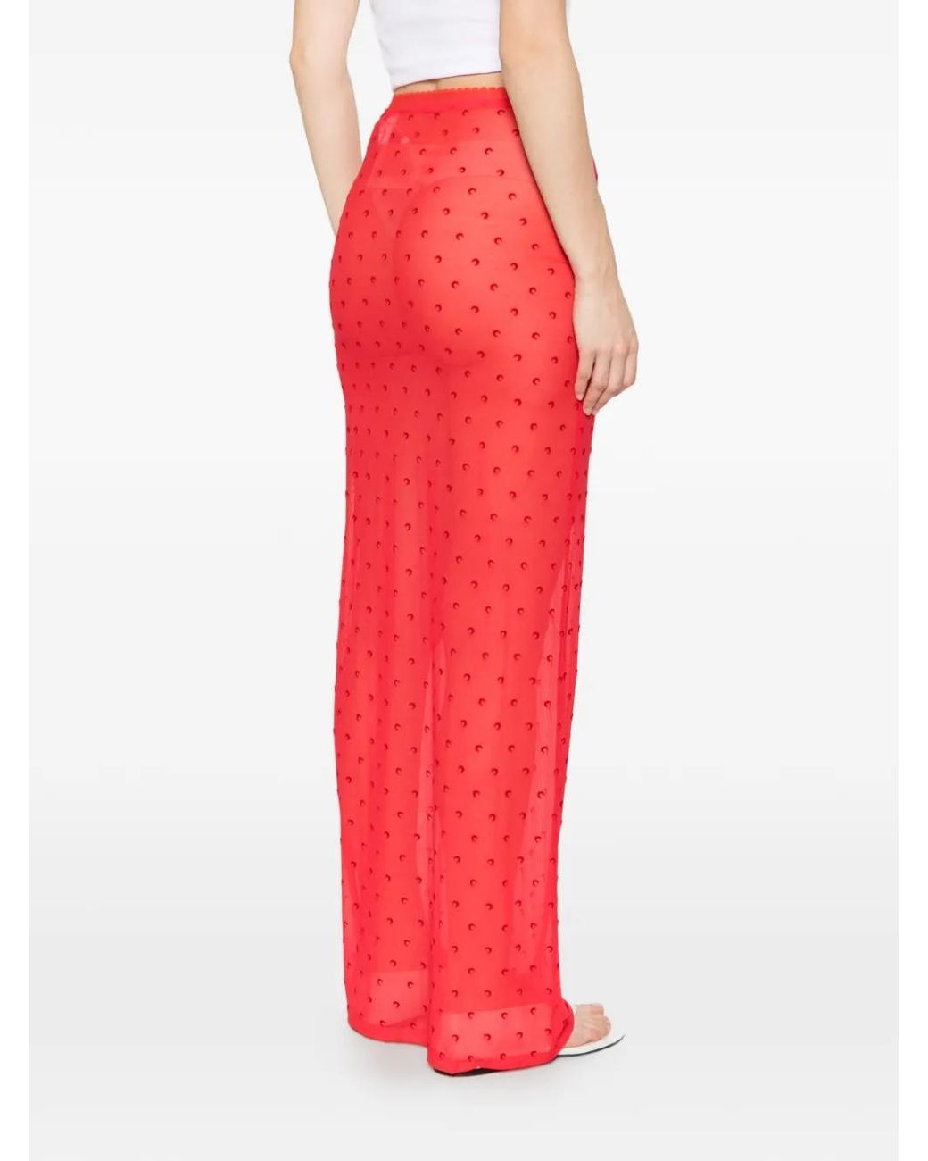 MARINE SERRE Red Moon Plumetis Mesh Skirt