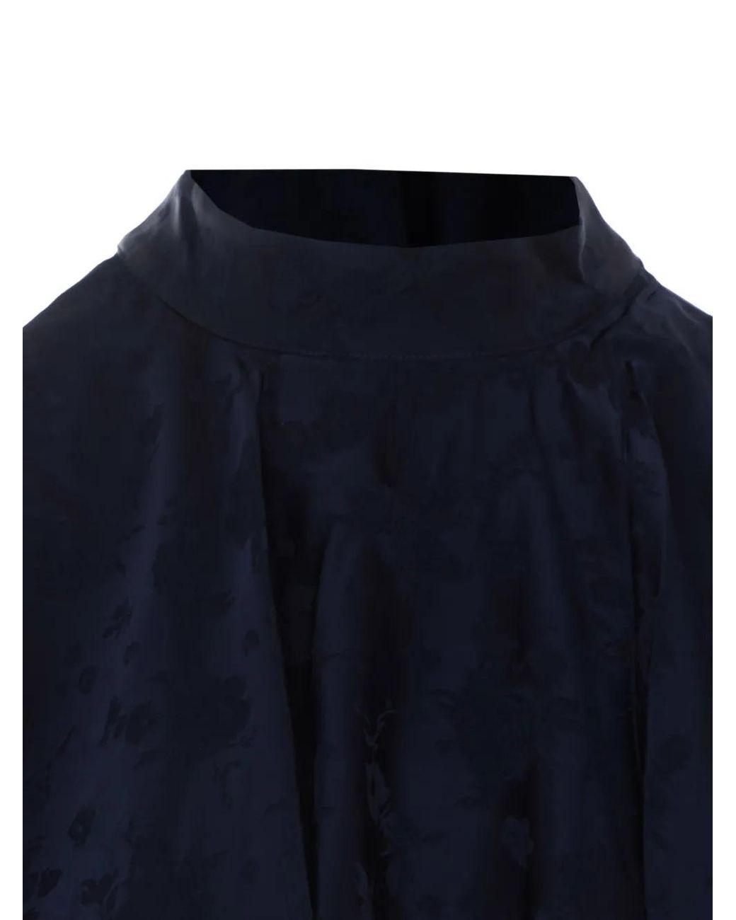 Sea Blue Lace-Trimmed Jacquard Shirt