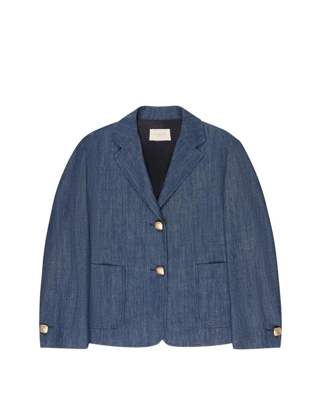 Slowear Blue Boxy-Fit Button-Fastening Blazer