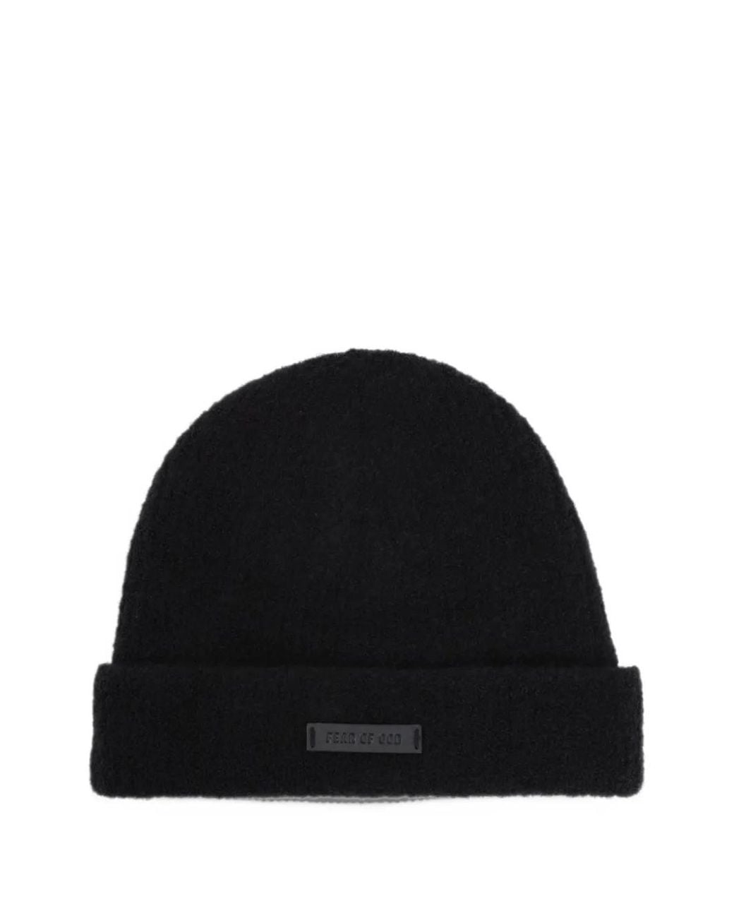 Fear Of God Black Logo-Patch Wool Beanie Hat for men