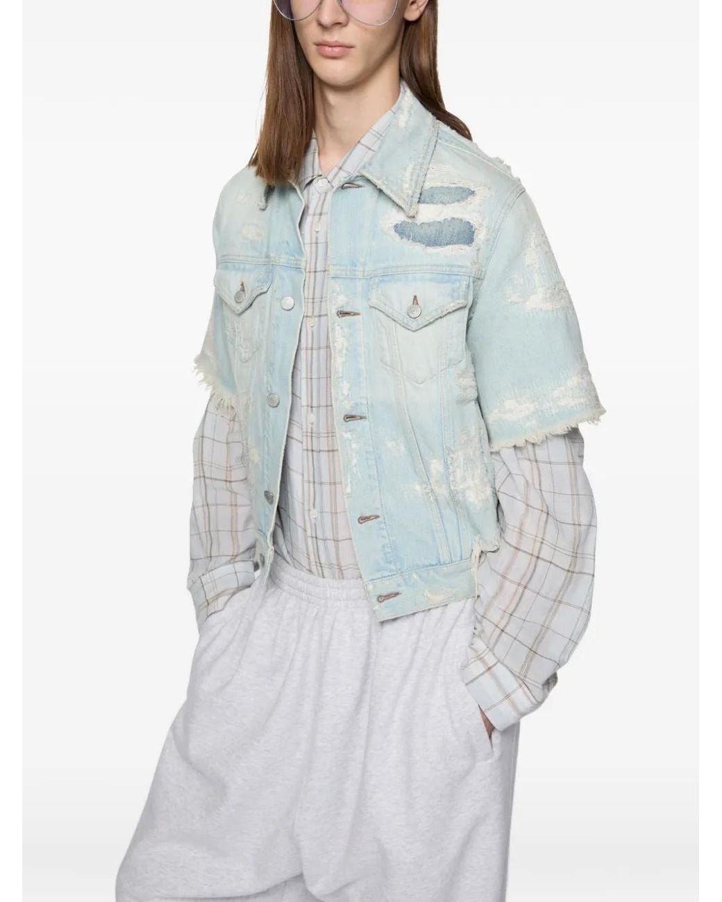 Acne Blue Mended Denim Jacket for men