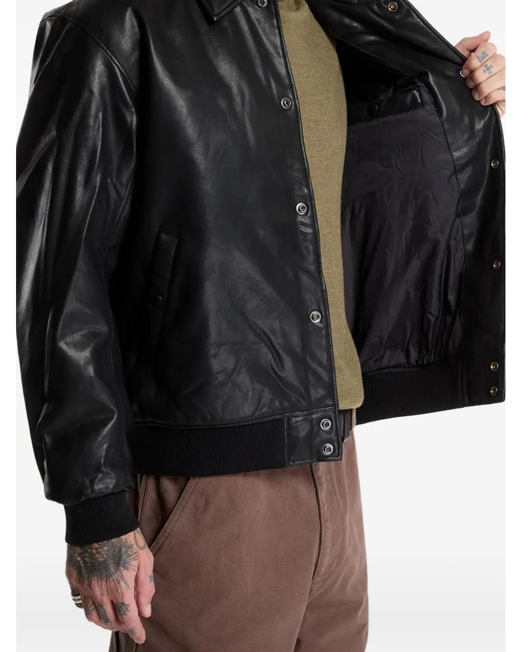 Alpha Industries Black Logo-Embossed Bomber Jacket for men