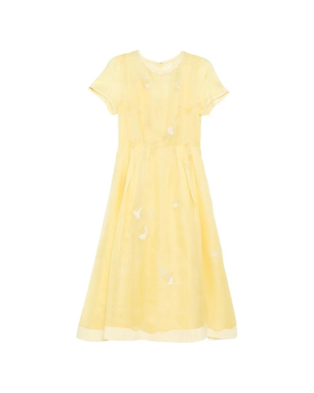 Shiatzy Chen Yellow Embroidered Midi Dress