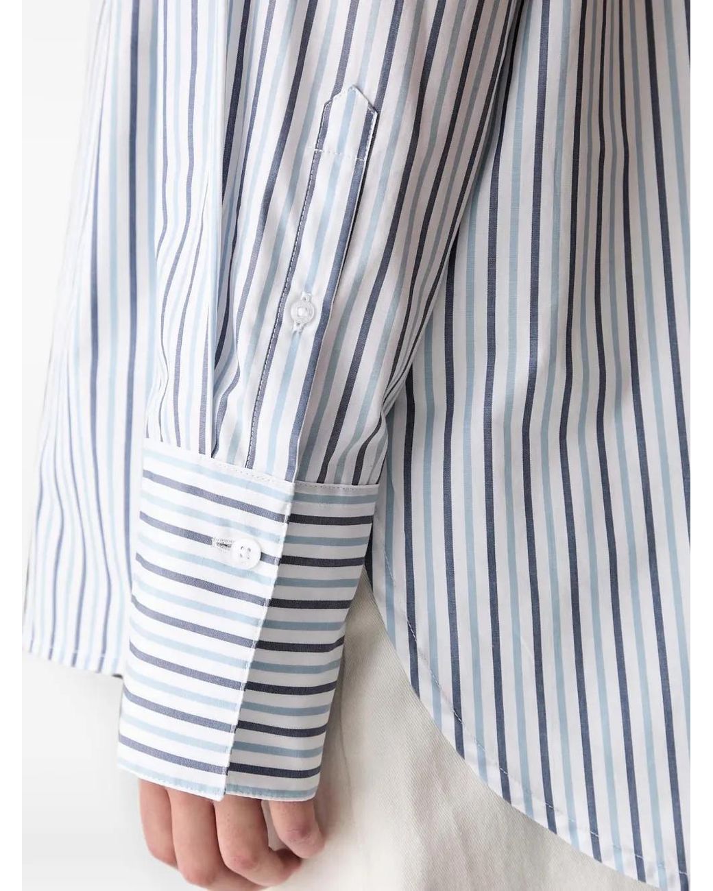 Barbour Blue Fawley Striped Relaxed Long-Sleeved Shirt