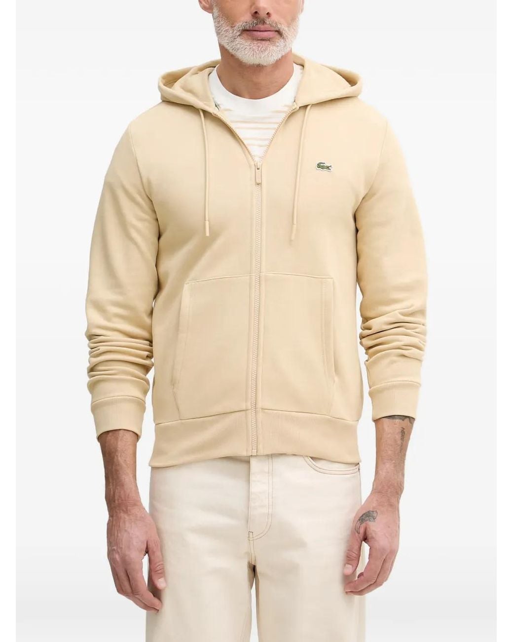 Lacoste Natural Zip-Up Fleece Hoodie for men