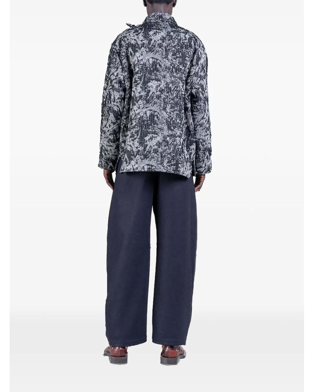 Henrik Vibskov Gray Wheel Textured-Pattern Jacket