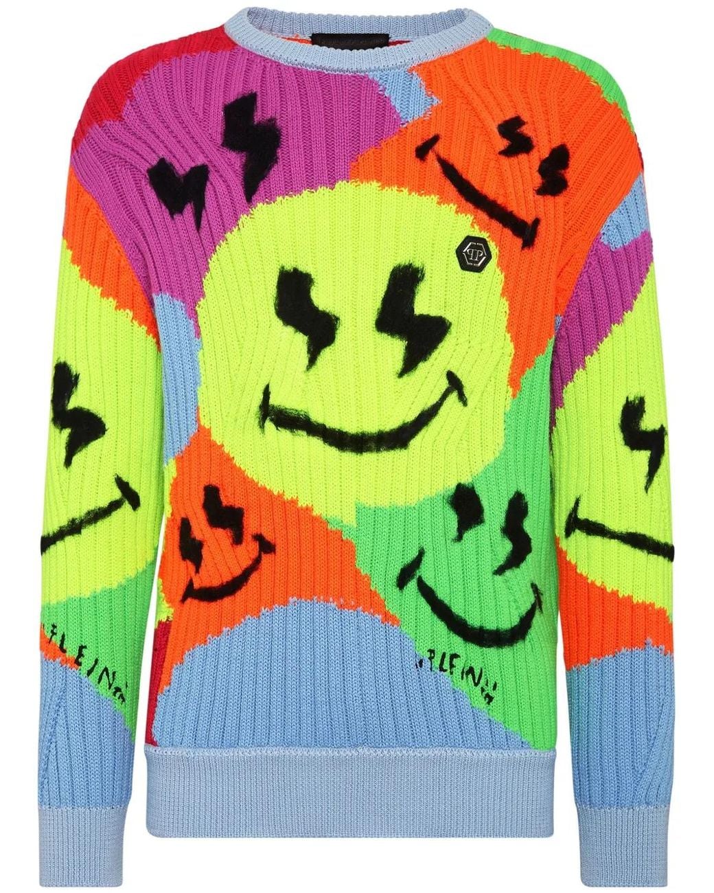Philipp Plein Green Smile Graffiti Jumper for men