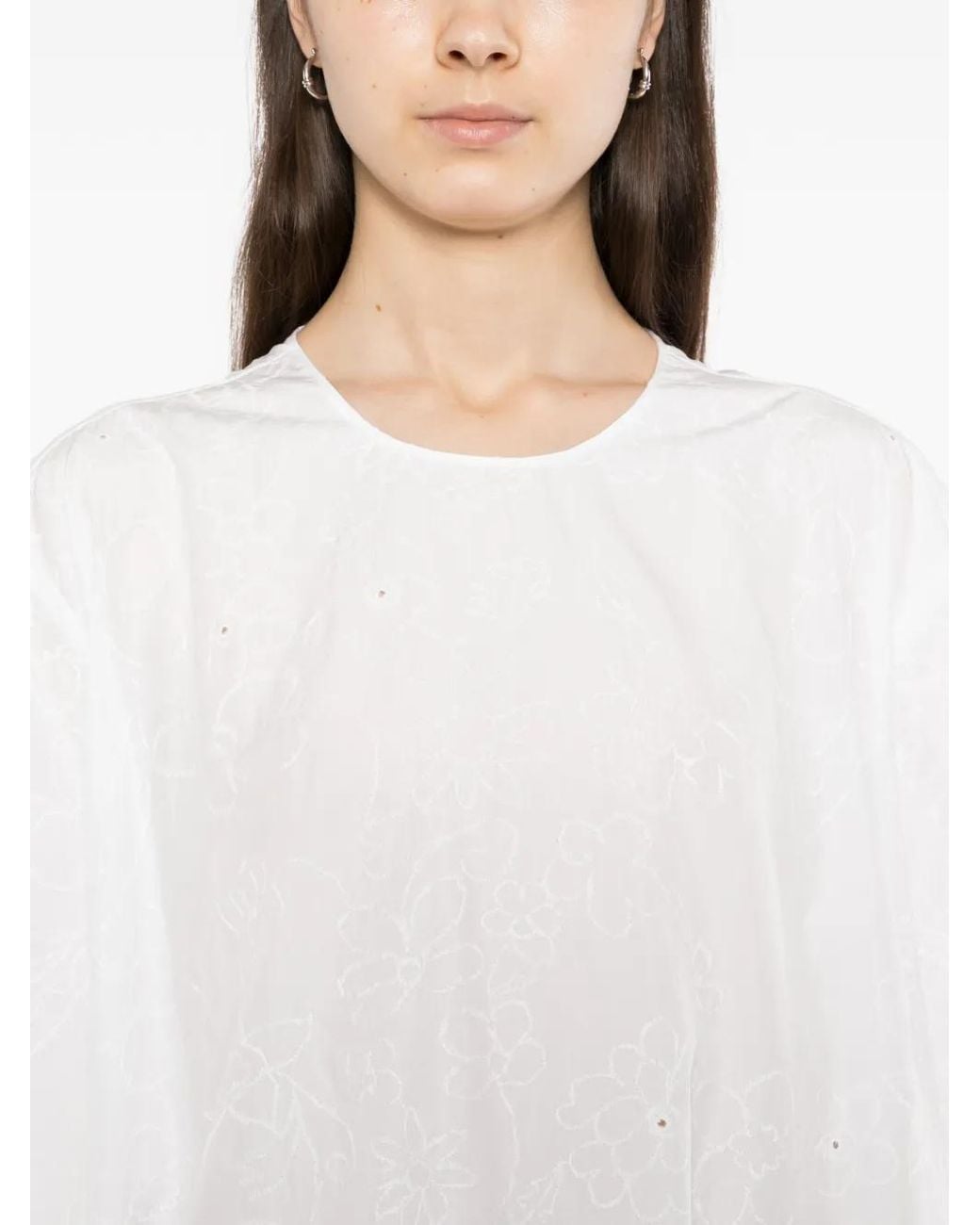 JNBY White Floral Embroidered Dress