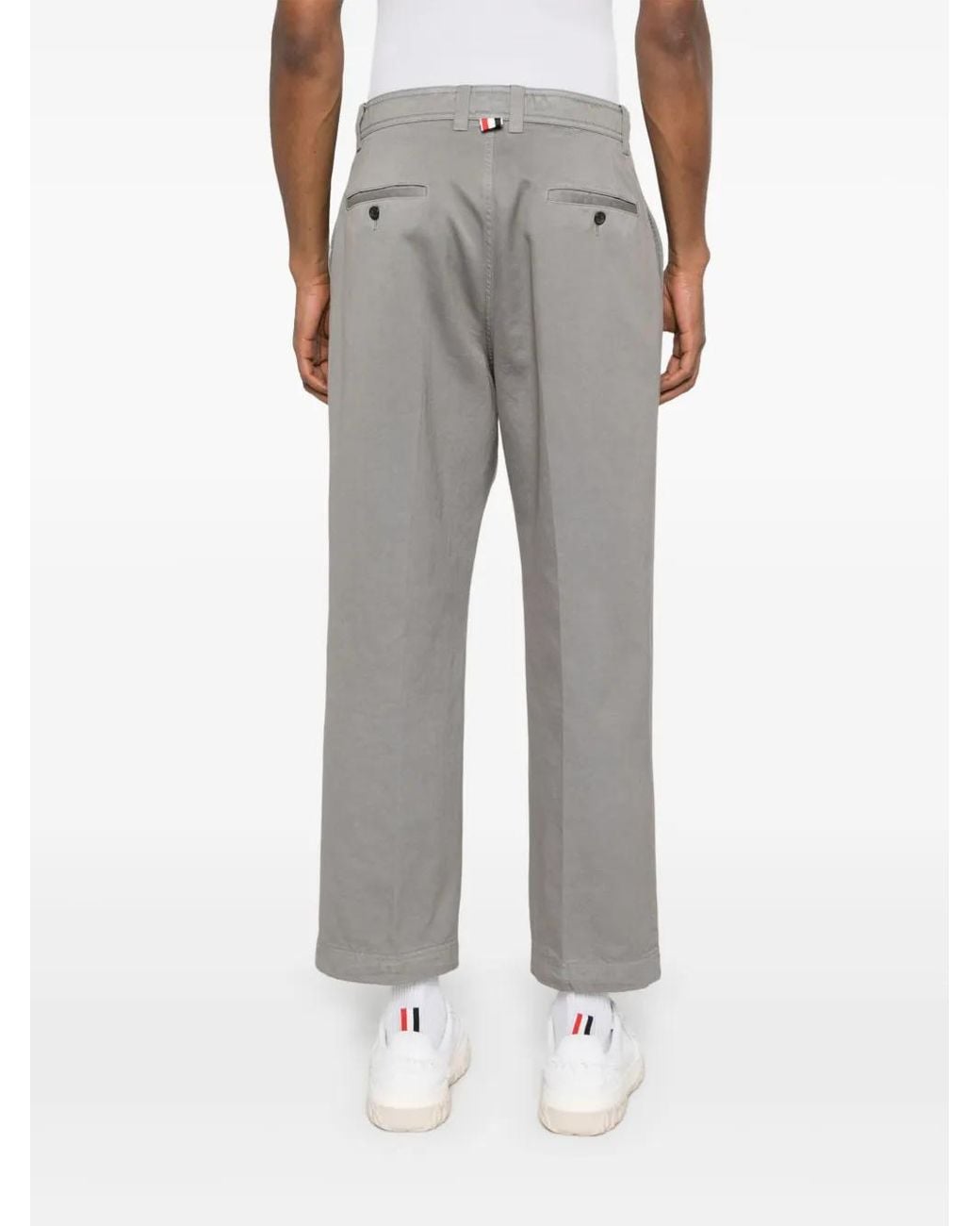 Thom Browne Gray Cotton Twill Utility Trousers for men