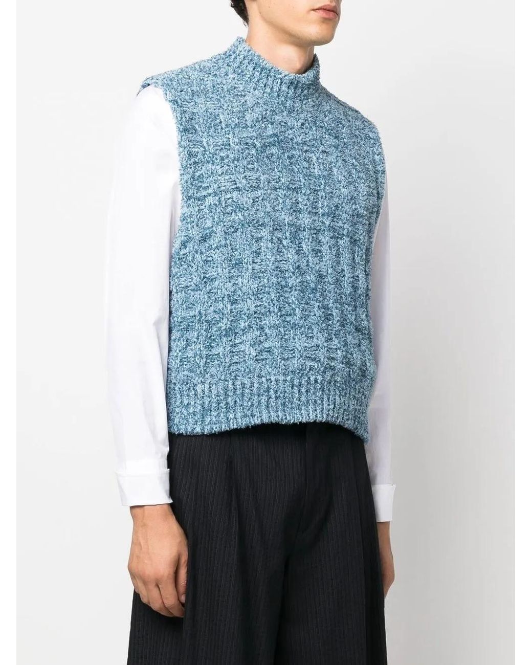 Maison Margiela Blue Bouclé Knitted Vest