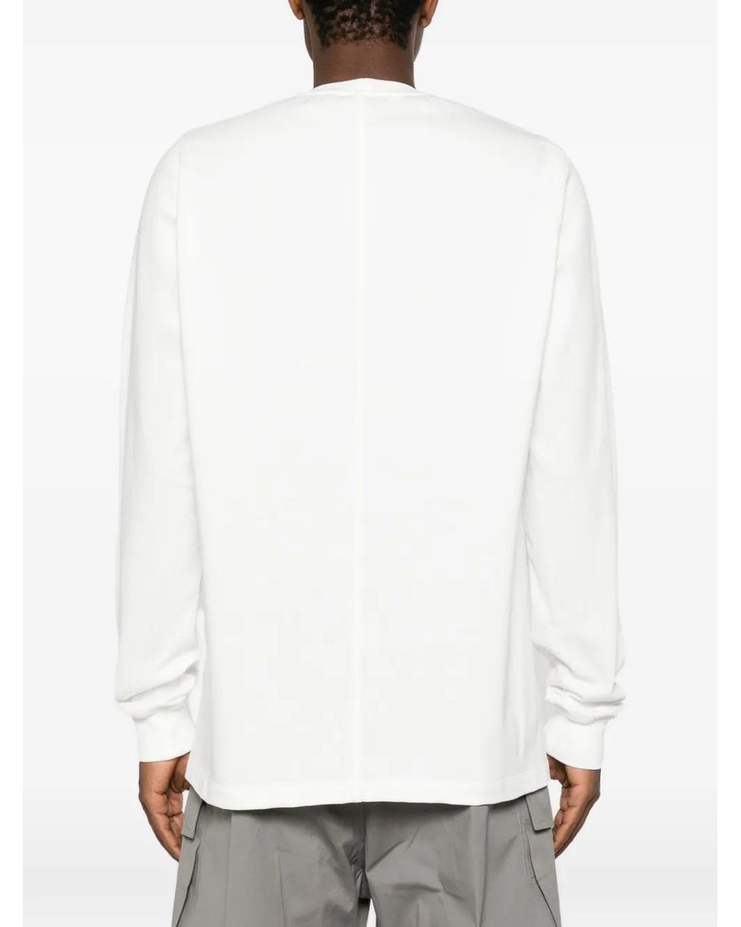 Rick Owens White Long-Sleeve Cotton T-Shirt for men