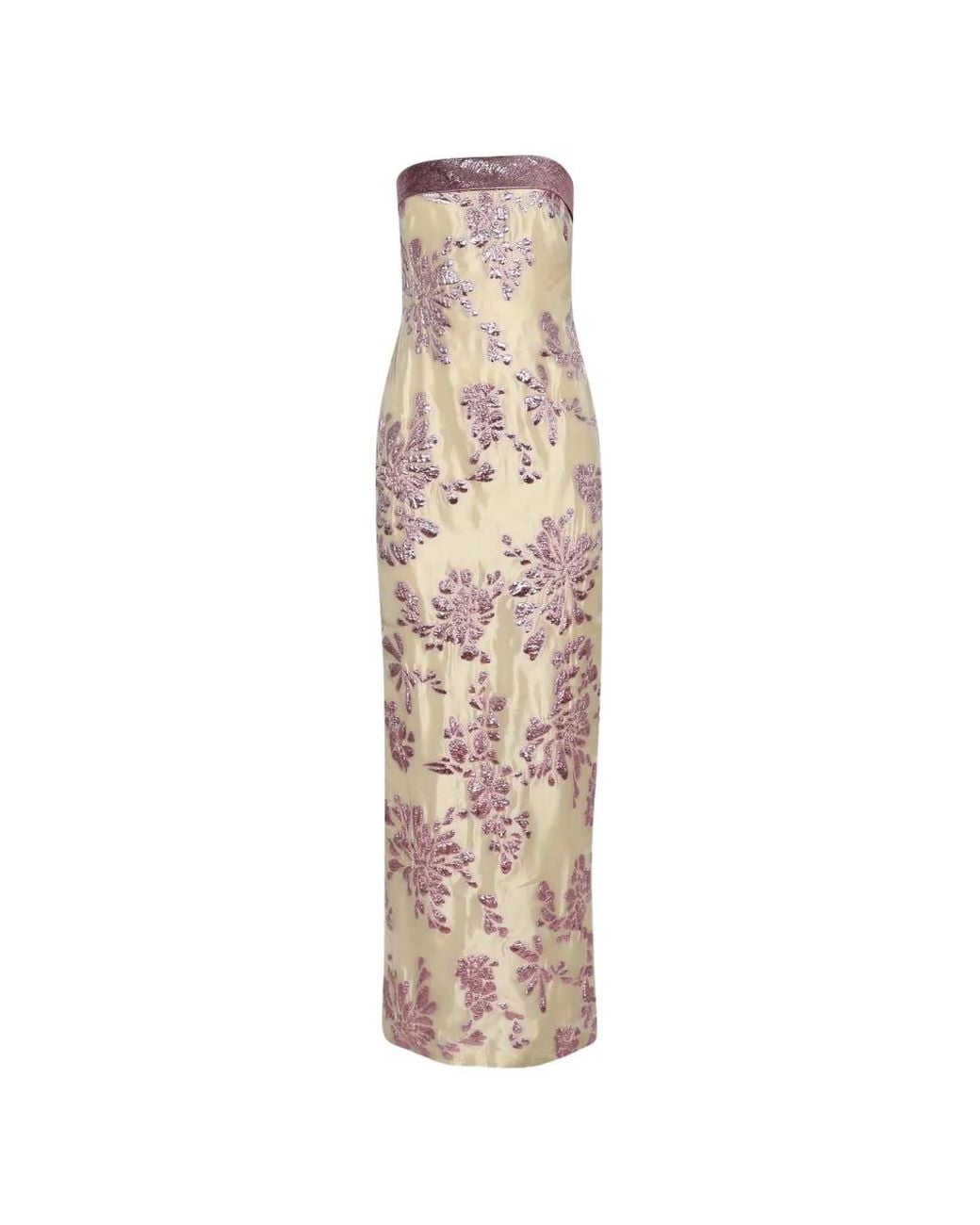 Dima Ayad White Floral-Appliqué Strapless Dress