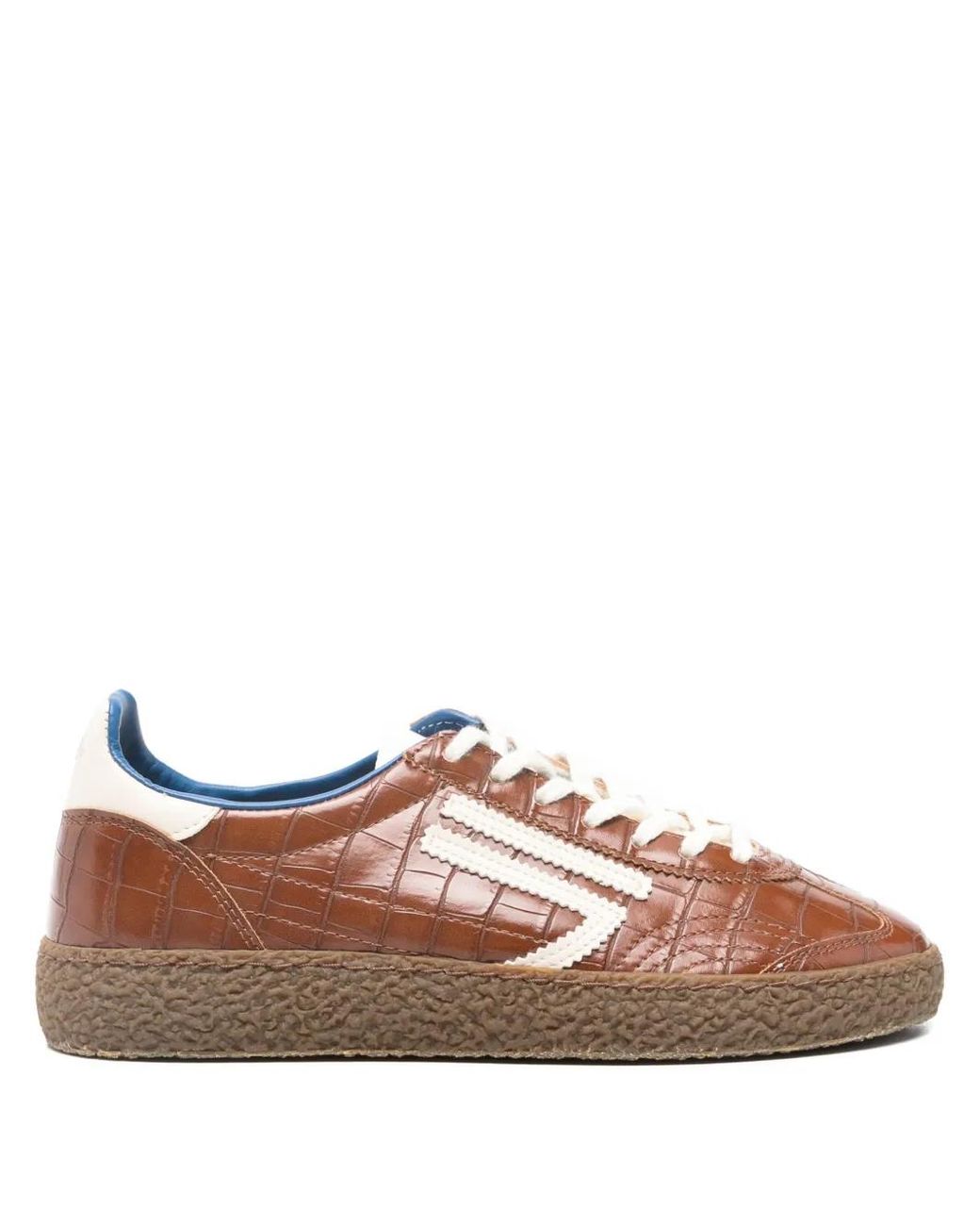 PURAAI Brown Pecan Croc-Effect Sneakers