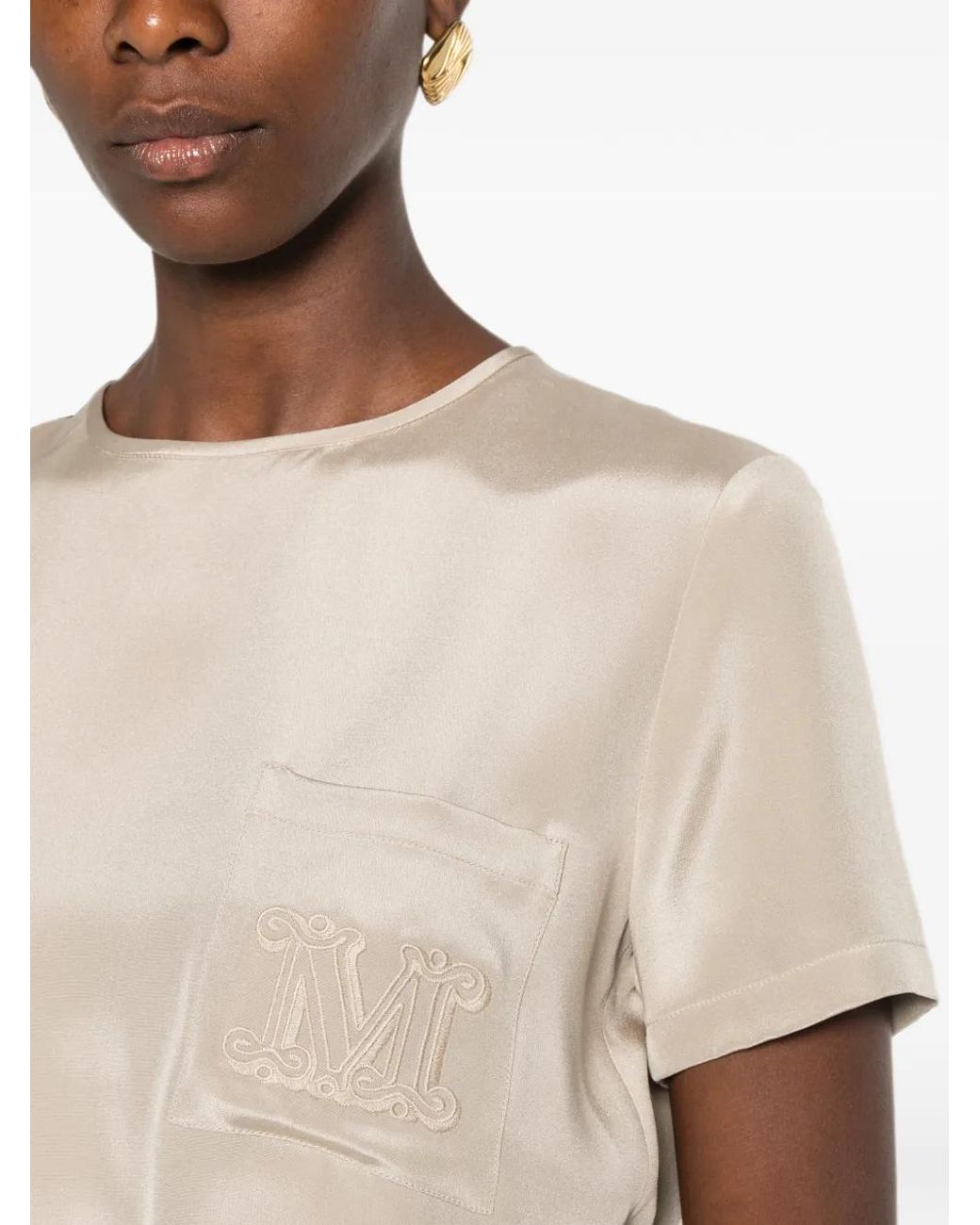 Max Mara White Monogram-Embroidered T-Shirt