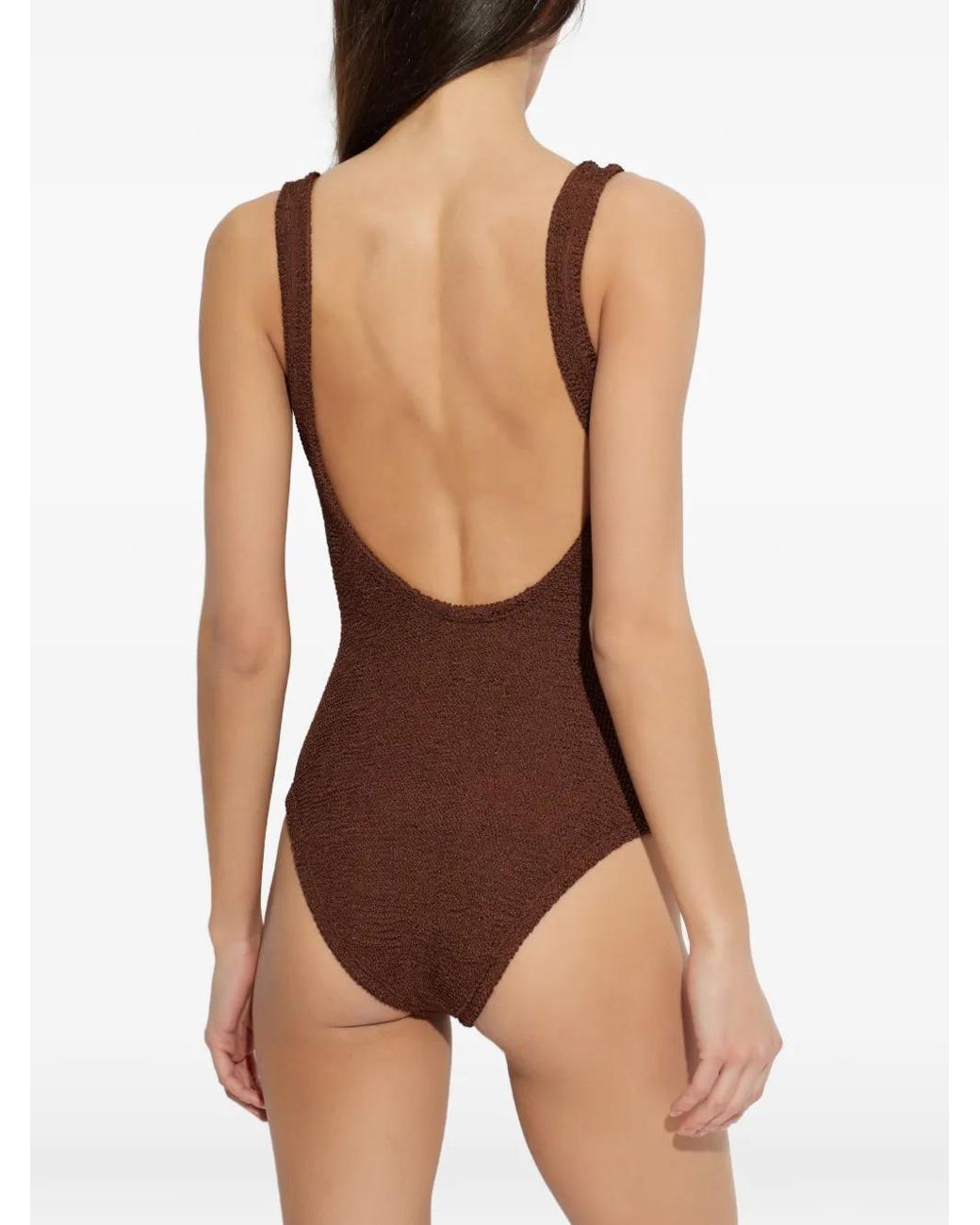 Hunza G Brown Square-Neck Swimsuit