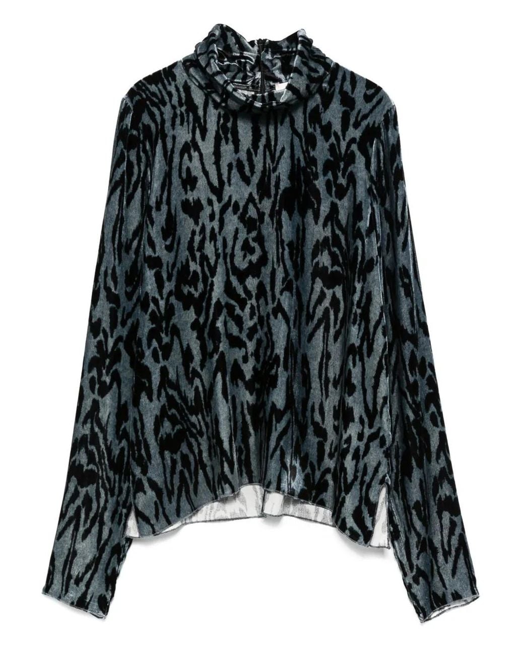 Forte_forte Black Animal-Print Turtleneck Top