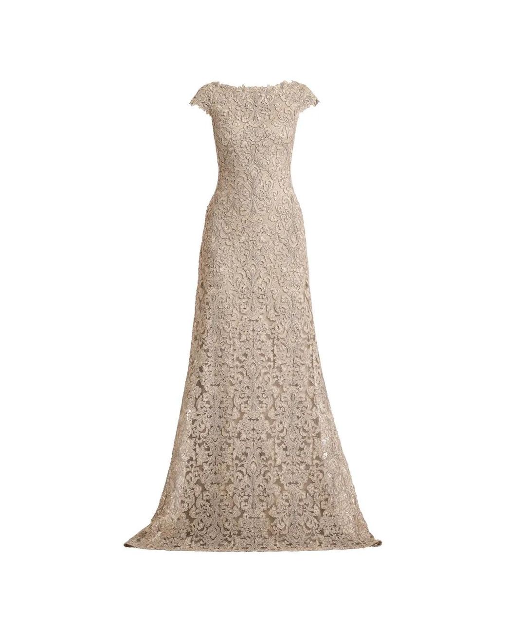 Tadashi Shoji Natural Hoyt Lotus Lace Gown