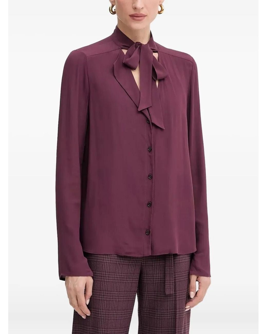 Patrizia Pepe Purple Bow-Neck Blouse